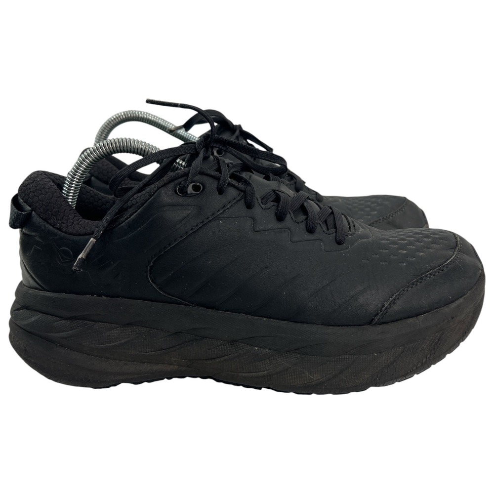 Hoka Bondi SR Wide Mens 10 Black Leather Slip Resistant Shoes 1129350 BBLC